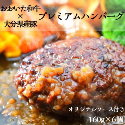 おおいた和牛と大分県産の豚を使った大分プレミアムハンバーグ6個入り(計960g)_1820R
