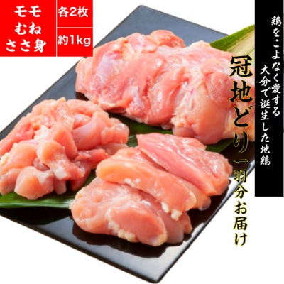 鶏好きの大分が生んだ地鶏!おおいた冠地どり1羽食べ尽くしセット_1796R