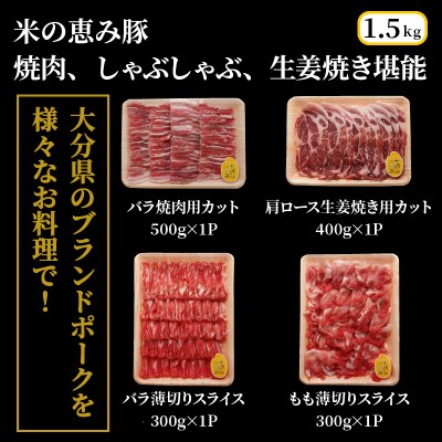 米の恵み豚/焼肉,しゃぶしゃぶ,生姜焼き堪能1.5kg_1176R