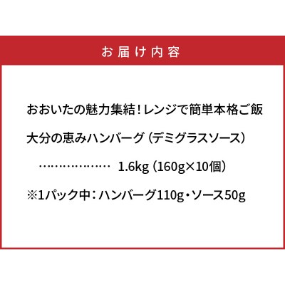 おおいたの魅力集結!大分の恵みハンバーグ 1.6kg(160g×10個)_2146R_2146R