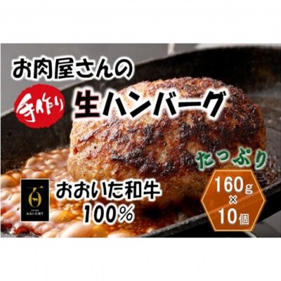 お肉屋さんの「おおいた和牛 生ハンバーグ」たっぷり1.6kg!(160g×10個)_2227R