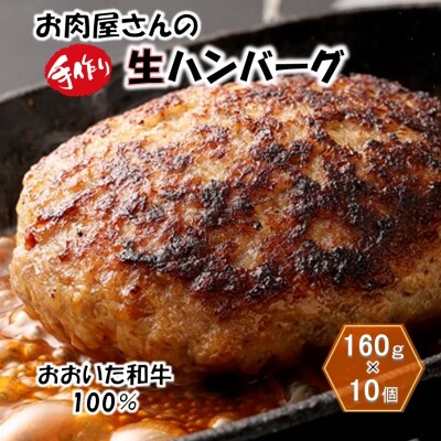 お肉屋さんの「おおいた和牛 生ハンバーグ」たっぷり1.6kg!(160g×10個)_2227R