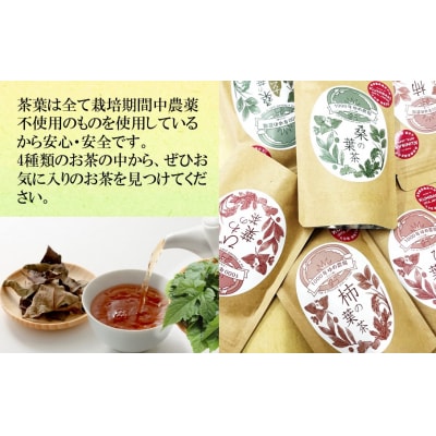 1000年ゆめ農場の健康茶セット(桑の葉茶・桑の葉玄米茶・びわの葉茶・柿の葉茶、計6袋)_1986R