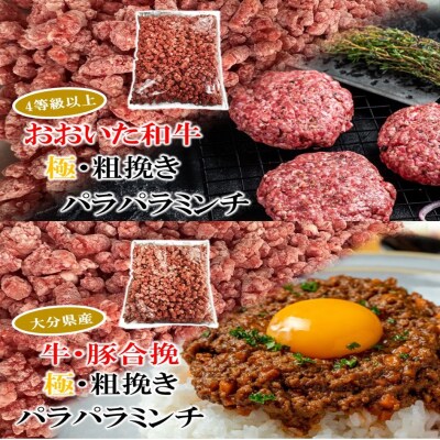 極・粗挽き! 大分県産 牛 ・ 豚 3種のパラパラミンチ 挽肉 各500g×3P_2589R-3