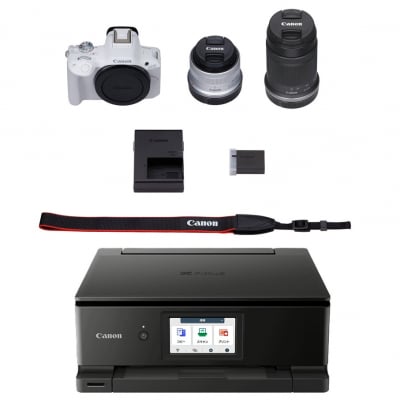 カメラ&プリンターセット Canon EOS R50 ダブルズームキット(ホワイト)_0053C-1