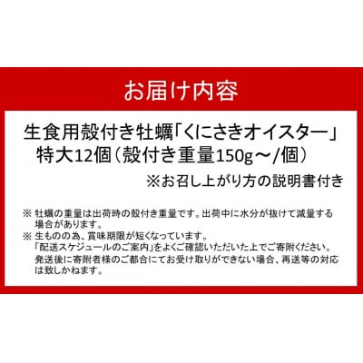 牡蠣 生食用 くにさきオイスター 特大サイズ12個(殻付き重量150g～/個)_2361R-1