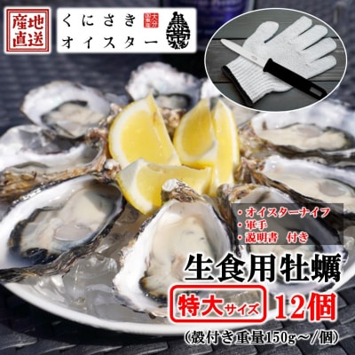牡蠣 生食用 くにさきオイスター特大12個(殻付き重量150g～/個)牡蠣ナイフ付き_2361R-2