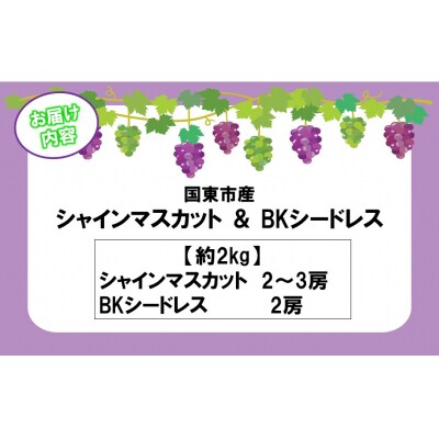 【令和8年発送】農家直送!朝づみシャインマスカット&BKシードレス 種なし約2kg_2658R-3