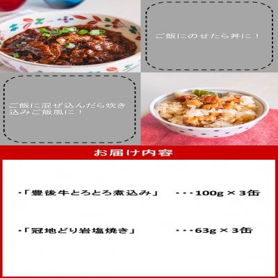 豊後牛&冠地どり おおいた缶詰おつまみ2種6缶セット_2682R