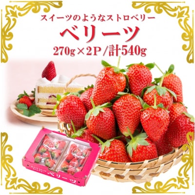 大分県ブランドいちご/スイーツみたいな「ベリーツ」540g(270g×2P)_2338R