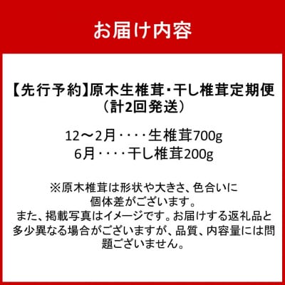 【先行受付】原木生椎茸と干し椎茸の定期便 計2回発送_2768R-1
