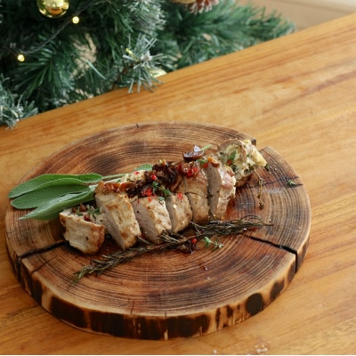 焼きヒノキの薄型丸太ボード(2枚セット・化粧箱入り)