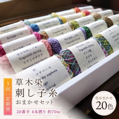 【全3回定期便】草木染刺し子糸20番手 4本撚り 約70m おまかせ20色セット 