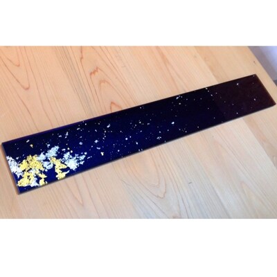 短冊プレート太　マジョ金箔ブルー