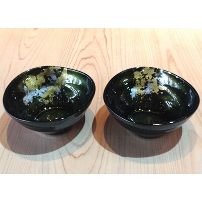 フリーボウル2個セット　マジョ金箔グリーン