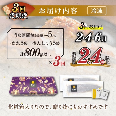 先行受付≪定期便全3回≫うなぎ蒲焼5尾(総重量2.4kg以上)_T026-0054
