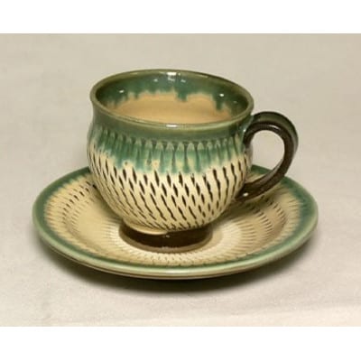 小鹿田焼 手作りコーヒー碗セット ソーサー付き　B-30