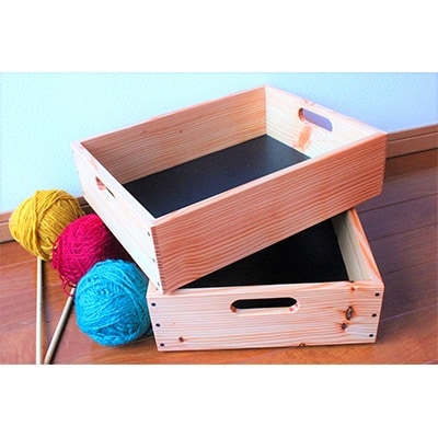 カラマツBOX 2個セット (ワイン収納箱)