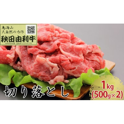 秋田由利牛(黒毛和牛) 切り落とし 1kg(500g×2) [No.5685-1779]