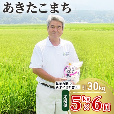 【定期便】5kg×6ヶ月 大粒で低タンパクなあきたこまち 土づくり実証米[No.5685-2065]