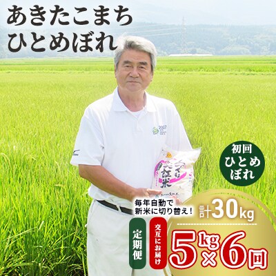 食べ比べ 定期便 5kg×6ヶ月 あきたこまち&ひとめぼれ 交互にお届け[No.5685-1348]