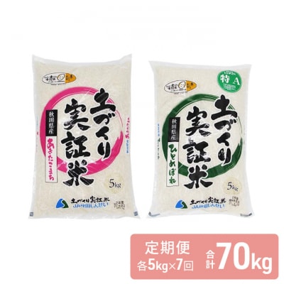 米 定期便 5kg×2×7回 2品種 食べ比べ こまち ひとめ[No.5685-2381]