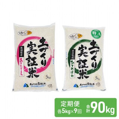米 定期便 5kg×2×9回 2品種 食べ比べ こまち ひとめ[No.5685-2383]