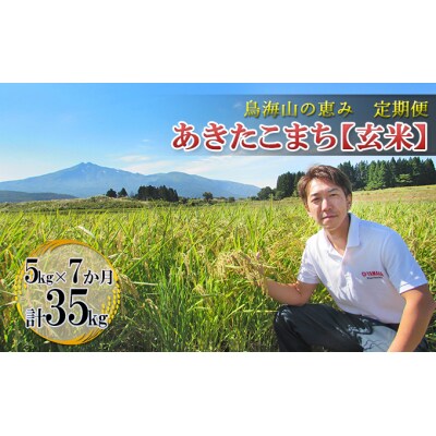 【定期便】5kg×7ヶ月 鳥海山の恵み 農家直送 あきたこまち(玄米) [No.5685-2633]
