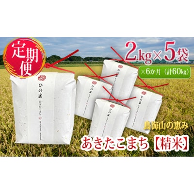 10kg×6ヶ月(2kg 小分け)あきたこまち ひの米(精米)60kg[No.5934-0038]