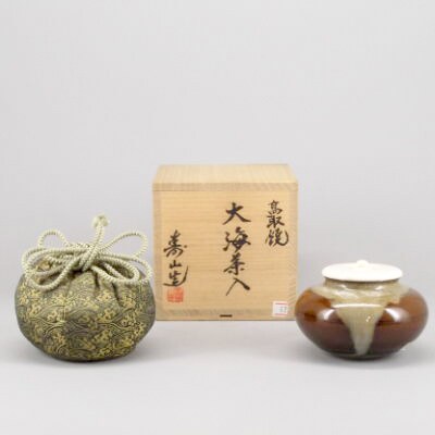 【高取焼】大海茶入(幅9.3cm×高さ6.5cm)