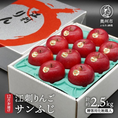 江刺りんご サンふじ  約2.5kg 贈答用化粧箱入【12月出荷】[AQ007]