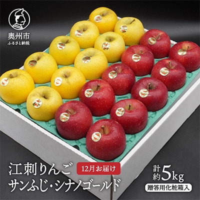 江刺りんご(サンふじ・シナノゴールド)  贈答用化粧箱入 計約5kg【12月出荷】 [AQ010]