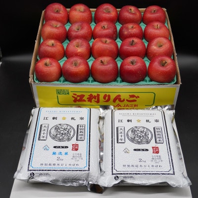【12月より発送】江刺りんご サンふじ 約5kg と 江刺金札米ひとめぼれ4kgセット[AQ065]