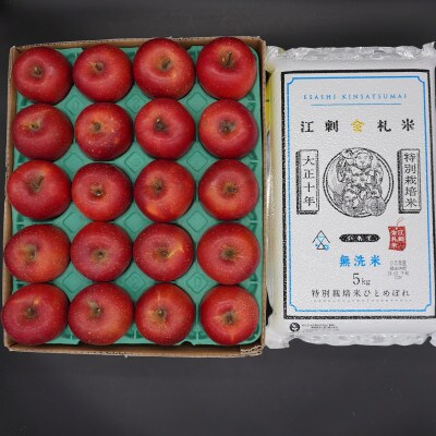 【12月より発送】江刺りんごサンふじと江刺金札米ひとめぼれ【無洗米】セット[AQ074]