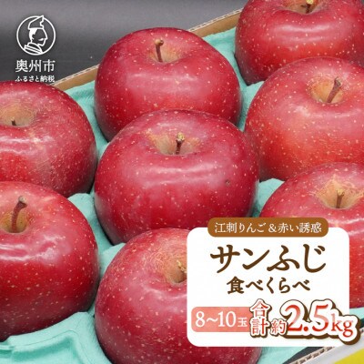 江刺りんご サンふじ&赤い誘惑 サンふじ食べ比べセット 計約2.5kg(8玉～10玉)[AQ099]