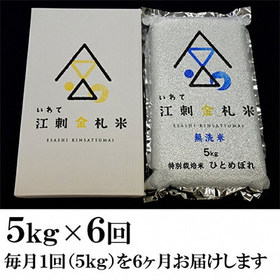 2023年5月発送開始『定期便』江刺金札米ひとめぼれ 無洗パック米5kg [A0038] 全6回
