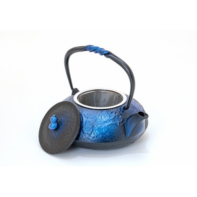 南部鉄器 鉄瓶 ひさご 瑠璃色 0.5L  IH調理器 伝統工芸品 [AK021]