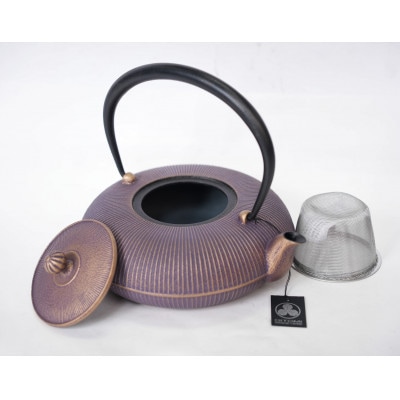 南部鉄器 鉄瓶 立目 紫金 0.8L IH調理器　及富作　伝統工芸品 [AK027]