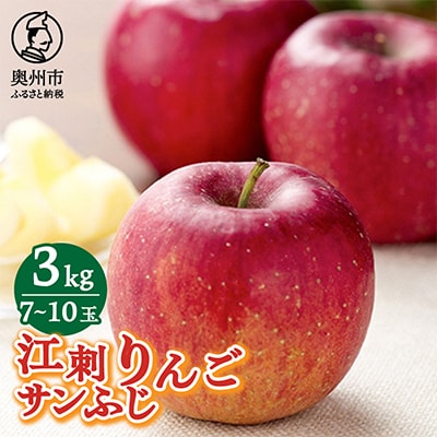 江刺りんご　サンふじ約3kg(7～10玉)【10月31日までの受付】【A0005】