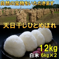 白米 天日干し ひとめぼれ 米 12kg(6kg&times;2) 岩手県奥州市 令和5年産米 [AC050]