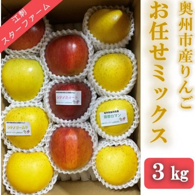【スターファーム】 こだわり栽培のりんご お任せミックス 選定品  3kg 　[AY010]