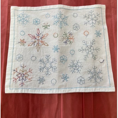 【障がい福祉事業のために】刺し子花ふきん 雪柄