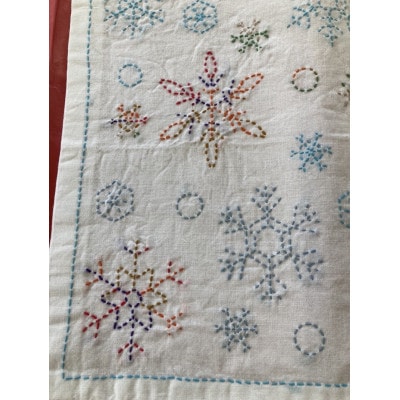 【障がい福祉事業のために】刺し子花ふきん 雪柄