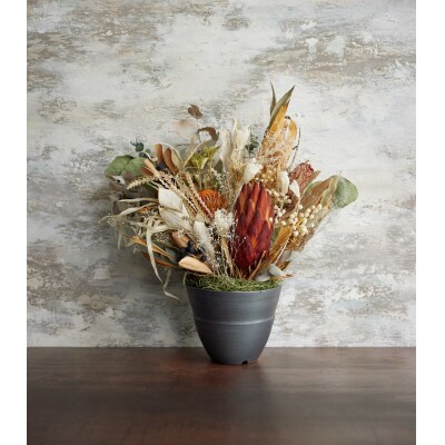 ドライフラワーアレンジと福光焼〔植木鉢〕セット(162M.)