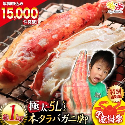 カニ卸業者から直送 本タラバガニ脚 ボイル済 約1kg 極太5Lサイズ / カネダイ | ふるさと納税のお礼品