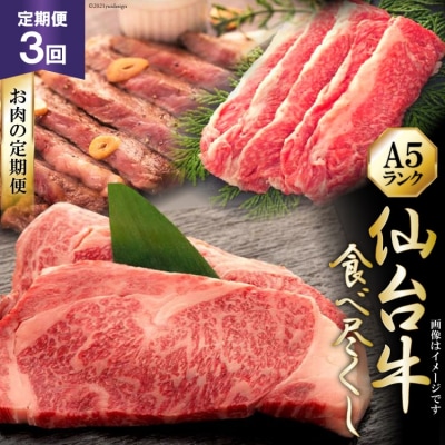 3回 定期便 仙台牛食べ尽くしお肉の定期便 [20565329]