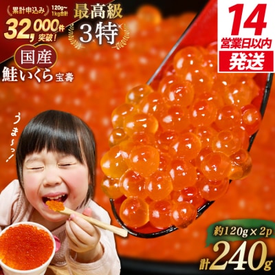 【14日以内に発送】最高級3特 国産 味付 いくら 宝壽 醤油漬 120g×2 [20565081]