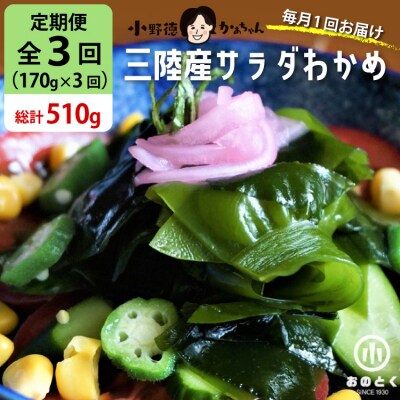 【2つの食感】3回 定期便 三陸産 サラダわかめ 170g ×3 計510g [20565588]