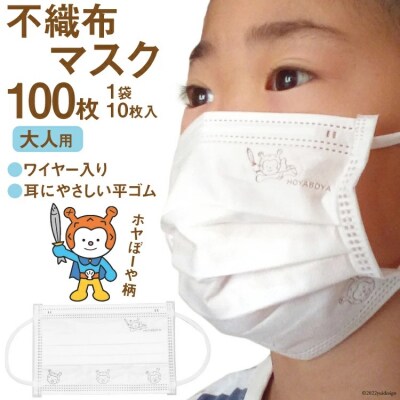 【ホヤぼーやマスク】 不織布マスク 大人用 計100枚 10枚入 ×10袋 [20565244]