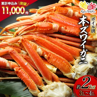 かに ボイル済み 本ずわいがに 脚 3L～4L 総重量 2kg [20564764]